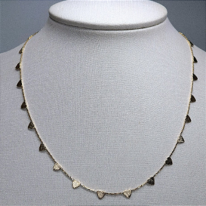 CHOCKER DOURADA COM CORAÇÕES LISOS 40+5CM