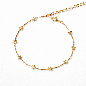 PULSEIRA DOURADA COMESTRELAS LISAS 16+5CM