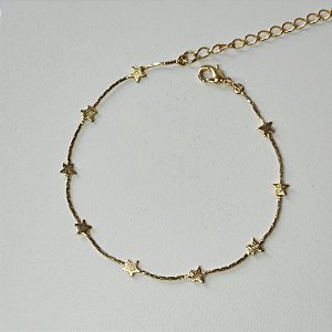 PULSEIRA DOURADA COMESTRELAS LISAS 16+5CM