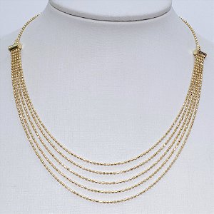 CHOCKER DOURADA COM 5 FIOS 40+5CM
