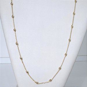 COLAR DOURADO MODELO CARTIER COM BOLINHAS OVAIS E ESPAÇADAS 70CM