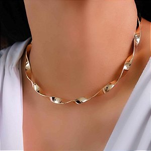 CHOCKER ARO LISO TODO TORCIDO EM ESPIRAL MAIS LARGO