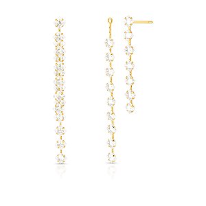 BRINCO EAR JACKET 2 EM 1 FIOS COM ZIRCÔNIAS