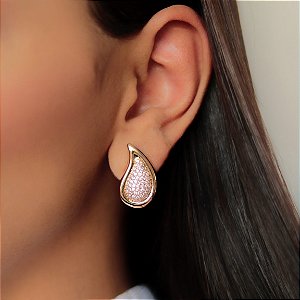 BRINCO DOURADO GOTA DOURADA E UMA GOTA CRAVEJADA DENTRO