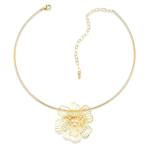 ARO DOURADO FLOR COM PÉROLA