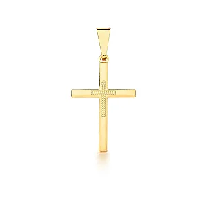 PINGENTE DE CRUCIFIXO DOURADO COM TRABALHADO NO MEIO