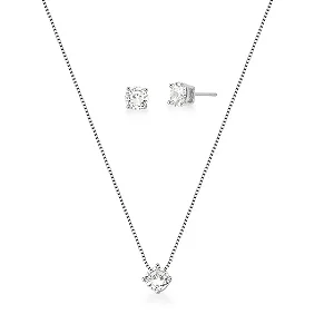 CONJUNTO EM RÓDIO BRANCO PONDO DE LUZ PEQUENO 45+5CM