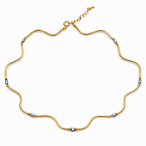 CHOCKER DOURADA ONDULADA COM PEDRAS INTERCALANDO