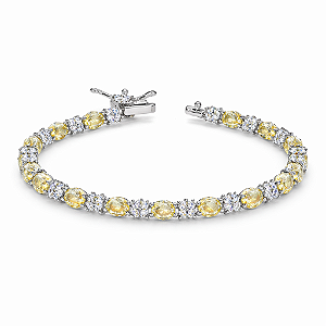 PULSEIRA EM RÓDIO BRANCO INTERCALANDO PEDRAS AMARELAS E BRANCAS