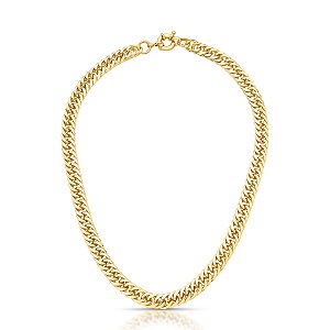 CHOCKER DOURADA ELOS GROUMET E ELOS PORTUGUESES - FECHO BOIA - 40CM + 10CM EXTENSOR