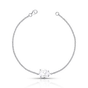 PULSEIRA PRATA ELOS COM PEDRA GOTA CENTRAL - COM EXTENSOR
