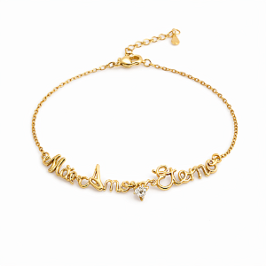 PULSEIRA DOURADA COM ESCRITA MÃE AMOR ETERNO - 18CM + 5CM EXTENSOR