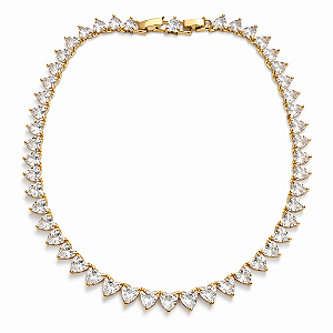 CHOCKER DOURADA MODELO RIVIERA DE CORAÇÕES 40CM