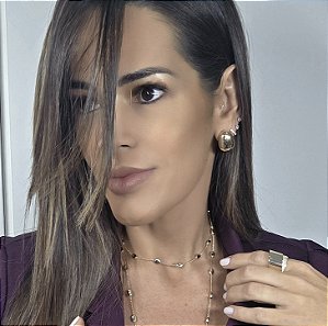 CHOCKER DOURADA COM BOLINHAS OVAIS ACHATADAS E LISAS 30CM