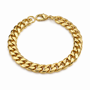PULSEIRA DOURADA DE ELOS MODELO GROUMET - 9MM - 18cm