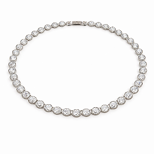 CHOCKER EM RÓDIO MODELO RIVIERA DE PEDRAS REDONDAS CRAVEJADAS AO REDOR