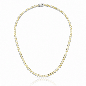 CHOCKER RÓDIO BRANCO MODELO RIVIERA 3 PONTAS ZIRCÔNIAS YELLOW FANCY - 40CM -3,8MM