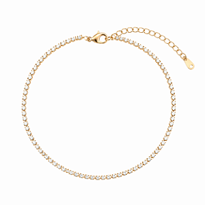 PULSEIRA DOURADA MODELO RIVIERA FINA - 1MM -17,5 CM + 6 CM EXTENSOR