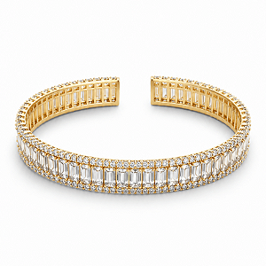BRACELETE DOURADO COM ZIRCÔNIAS COM VARIAS NAVETES - MALEÁVEL