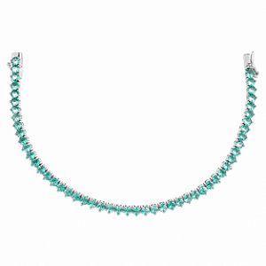 PULSEIRA RIVIERA EM RÓDIO BRANCO COR VERDE TAFFANY - 18CM