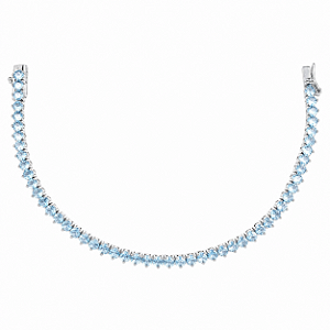 PULSEIRA RIVIERA EM RÓDIO BRANCO COR AZUL CLARO - 18CM