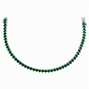 PULSEIRA RIVIERA EM RÓDIO BRANCO COR VERDE BANDEIRA - 18CM