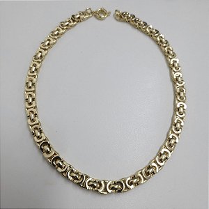 CHOCKER DOURADO COM ELOS BIZANTINA FECHO BOIA 40CM