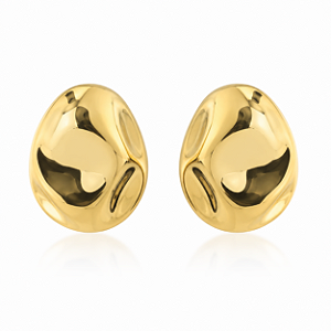 BRINCO DOURADO OVAL ORGANICO 31MM DE COMPRIMENTO E 25MM DE LARGURA