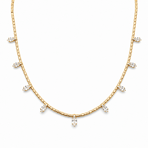 CHOCKER DOURADA CANUTILHOS COM NOVE PONTOS DE LUZ 35CM + EXTENSOR