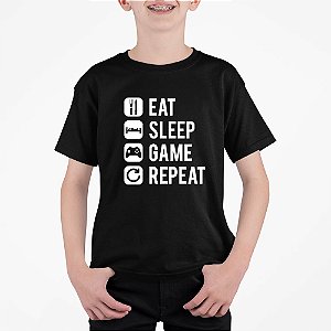 Camiseta Infantil Eat, Game, Sleep, Repeat