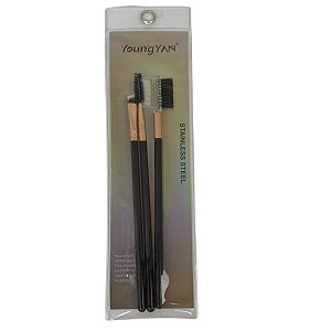 Kit 3 Pincéis de Maquiagem para Sobrancelha