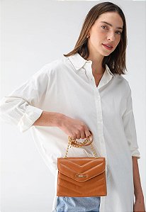 BOLSA PEQUENA MATELASSÊ CARAMELO