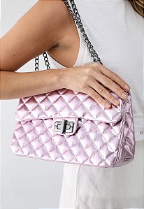 BOLSA MATELASSÊ ROSA METALIZADO
