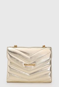 Bolsa Maria Milão Matelassê Pequena Dourada Metalizada