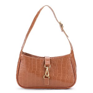 Bolsa Maria Milão Charme Croco Caramelo