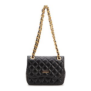 BOLSA PEQUENA PRETA COM DOURADO