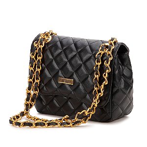 BOLSA PEQUENA PRETA COM DOURADO