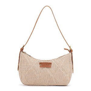 Bolsa Maria Milão Meia Lua Matelassê Palha e Caramelo