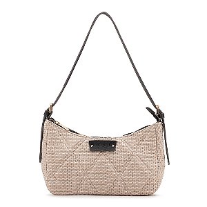 Bolsa Maria Milão Meia Lua Matelassê Palha e Preta