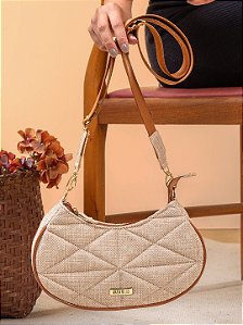 Bolsa Maria Milão Meia Lua Bale Matelassê Palha