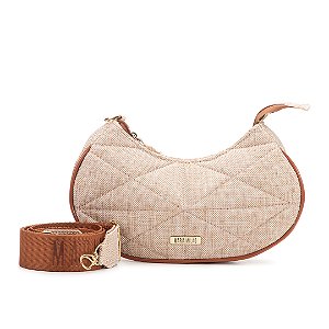 Bolsa Maria Milão Meia Lua Bale Matelassê Palha