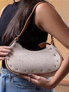 Bolsa Maria Milão Meia Lua Bale Palha e Caramelo