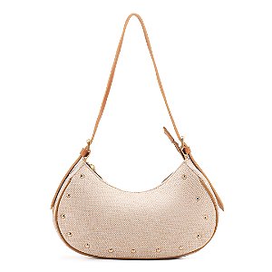 Bolsa Maria Milão Meia Lua Bale Palha e Caramelo