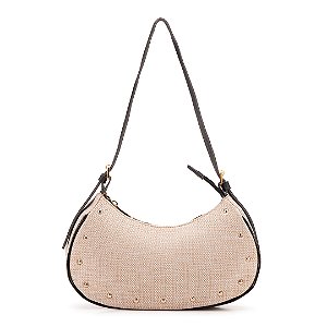 Bolsa Maria Milão Meia Lua Bale Palha e Preta