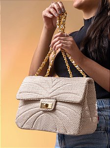 Bolsa Maria Milão Transversal Matelassê Palha