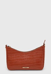 Bolsa Maria Milão Matelassê Meia Lua Caramelo Croco