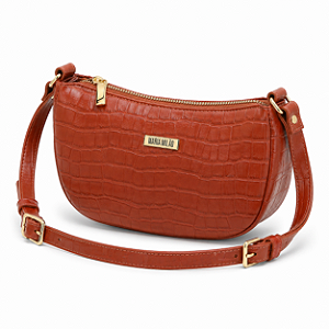 Bolsa Média Maria Milão Turin Croco Caramelo