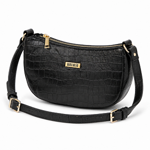 Bolsa Média Maria Milão Turin Croco Preta