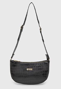 Bolsa Média Maria Milão Turin Croco Preta