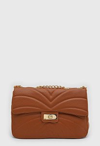 Bolsa Maria Milão Transversal Matelassê Caramelo